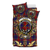 Clark Red Tartan Crest Bedding Set - Golden Thistle Style